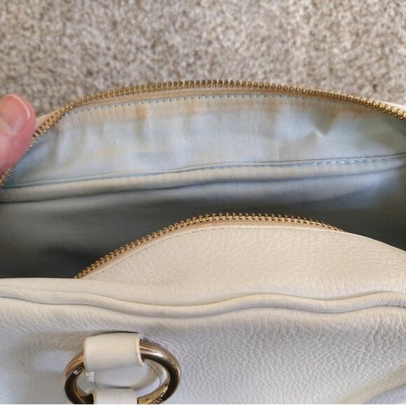 Sigrid Olsen White Leather Shoulder Bag Light Blue Lining Pre-Owned - Picture 6 of 16